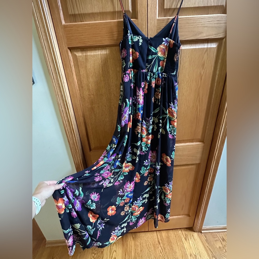 Express Pink and Blue Pleated Wrap Maxi Dress